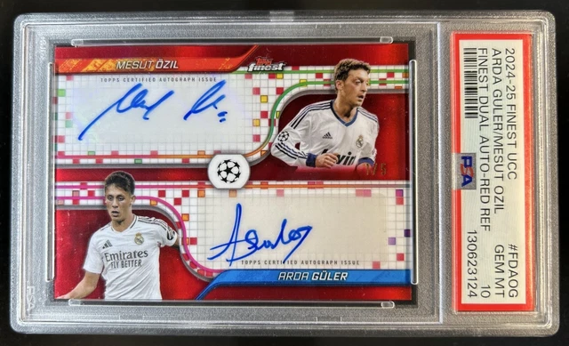 2024-25 Topps Finest Mesut Özil Arda Guler Dual Auto Red Refractor #/5 PSA 10