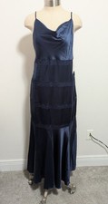 Reformation Riah 100% Silk Navy Blue Dress Sz 10 Lace Details Wedding Guest Luxe