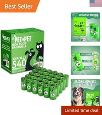 Green Unscented Pet Waste Bags - 540 Heavy-Duty, Eco-Friendly, Easy-Tear Design