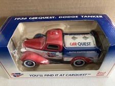1936 Dodge Tanker Truck Toy Car Quest Auto Parts Lockable Coin Bank Stock 72025