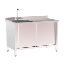 Freestanding Commercial Sink with Cabinet Stainless Steel Utility Sink for Home