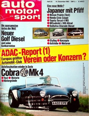 1) Auto Motor Sport AMS 25/1983 - AC Cobra Mk IV mit 30 - VW Golf II GL Diesel