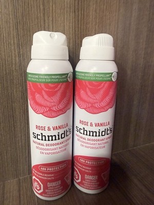 2 Schmidt's 48hr Protection Natural Deodorant Spray Rose & Vanilla 3.2oz/91g