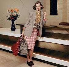 Gucci Red GG Monogram Cotton CanvasJacquard skirt40Runway Leather PIPING £2,800