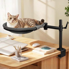 Adjustable 360  Rotating Elevated Cat Bed with Washable Cover for Desks