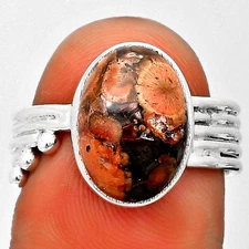 Natural Poppy Jasper 925 Sterling Silver Ring s.8 Jewelry R-1492