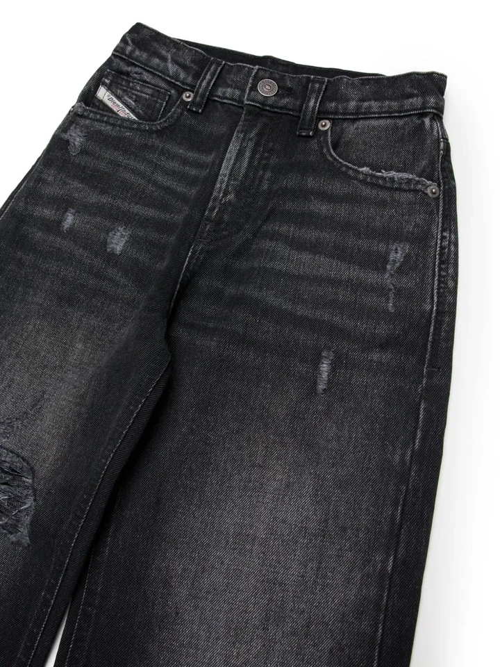 Diesel jeans gamba larga Argjx in denim rigido lavaggio nero - Immagine 3 di 4