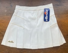 Vintage Ellesse Tennis Skirt White pleats w gold stitching 4 NWT imperfect