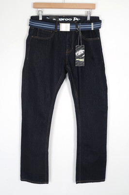 Kangaroo Poo Jeans Mens Straight Blue Belted Jeans W30 L29 BNWT
