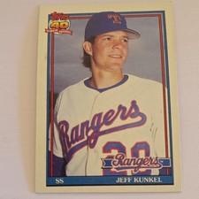 TOPPS 1991 BASEBALL JEFF KUNKEL TEXAS RANGERS #562 BASE SET 40 YEARS