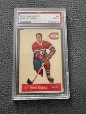 1957 Parkhurst #4 Henri Richard Rookie Card RC PSA 7 NM NEAR MINT. rookie card picture