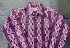 Vintage 70s Marlboro Western Paisley Shirt Mens Medium Long Sleeve Button Up
