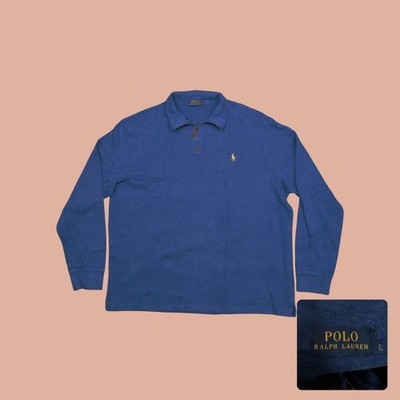 Polo Ralph Lauren Quarter Zip Sweater Blue Pullover Yellow Pony