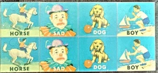 VARI-VUE FLICKER LENTICULAR COW/HORSE HAPPY/SAD CAT/DOG GIRL/BOY strip OF 8 NOS