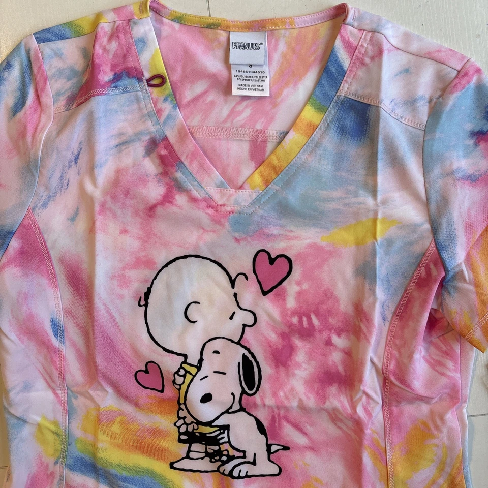 Cherokee Peanuts Women's TF752 V-Neck Top Size Small Snoopy Charlie Brown - Image 2 of 4