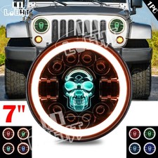 7 Inch Round Rgb Skull Led Headlight Halo Drl For Jeep Wrangler Jk Lj Tj Cj