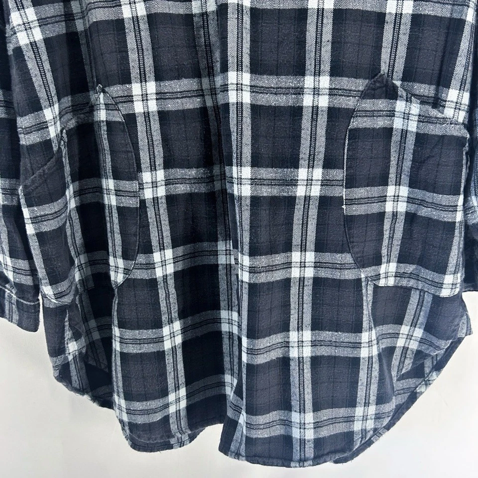 Top túnica CP Shades Teton gris franela a cuadros de gran tamaño mediano Foto 4 de 4