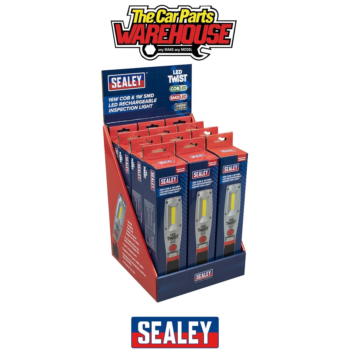Sealey LED2001DB LED Twist Rechargeable Inspection Light 16W COB & 1W SMD - D