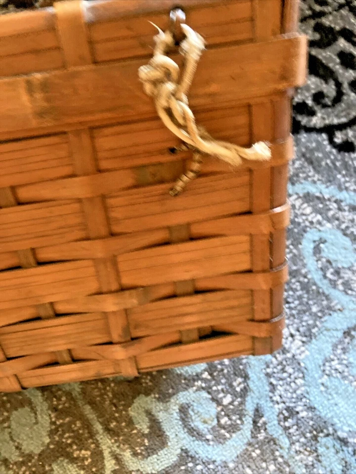 Cesta de picnic vintage/roble listones ANTIGUA, CIRCA 1880!!!!!! Foto 4 de 4