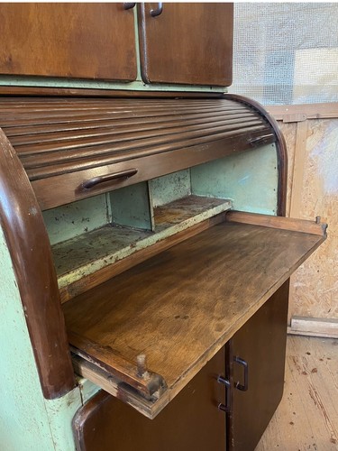 Vintage Steel Mahogany Cabinet 1930s 50s Loft Industrial Furniture Modernist - Picture 3 of 7