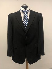 ZIGNONE SUIT JACKET/BLAZER CHARCOAL STRIPE PURE NEW WOOL 44R EXC. CONDITION