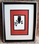 Vtg Halloween SILHOUETTE Paper Scissor Art OWL ON BRANCH Scherenschnitte Signed — photo 2
