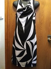 NICE LADIES MY MICHELE BLACK/WHITE SLEEVELESS DRESS SZ M