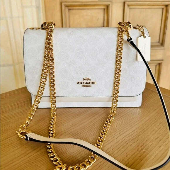 Coach Klare Crossbody Chain Strap Bag Purse+Corner Zip Wristlet Wallet White NWT image 4