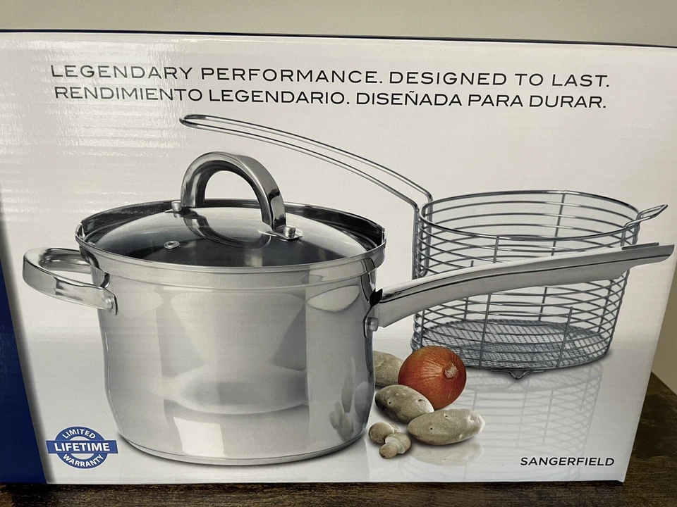 Oster-Sangerfield Juego de 3 piezas Freidora Acero Inoxidable Tapa Vidrio Cesta 3,65 qt Foto 3 de 4