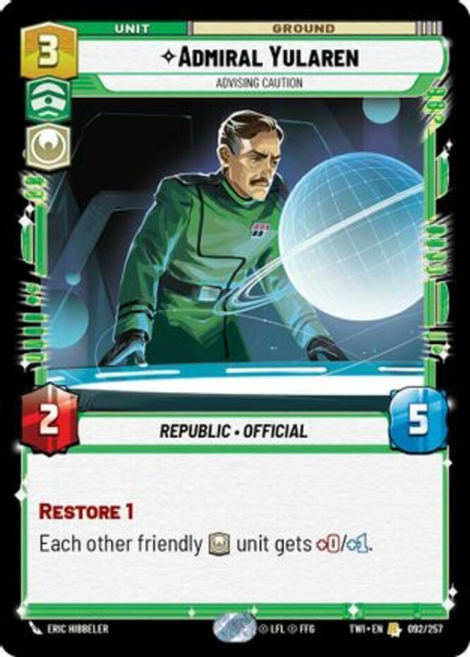 x1 Admiral Yularen - Advising Caution R Star Wars Twilight of the Republic M/NM