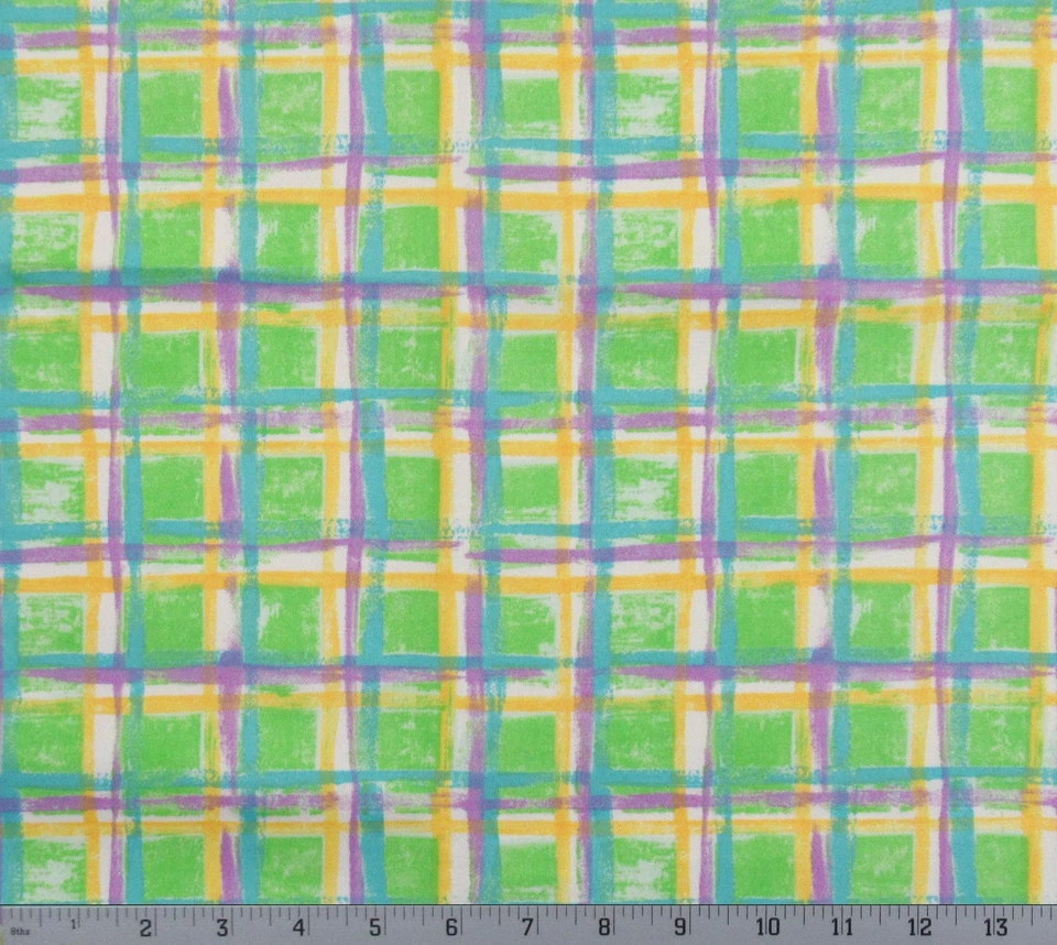 Plaid Pastel Spring Cotton Decorator Fabric Baby Nursery Spectrix 12" x 55" - Image 2 of 2