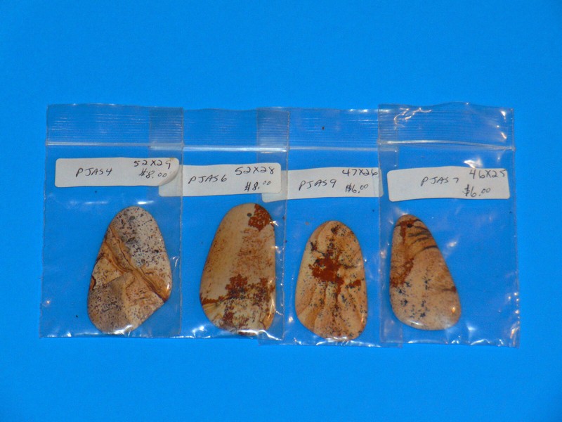 Picture Jasper Bead Pendants Lot of 4 - Size Matched Pairs - NOS