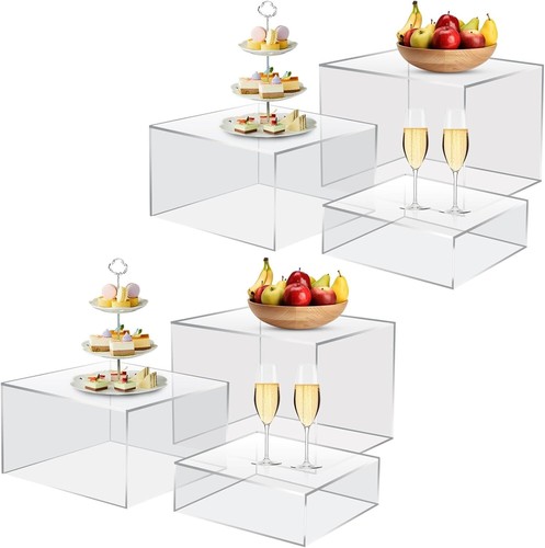 Professional Clear Acrylic Buffet Risers - 6-Piece Set for Foods & Collectibles - Picture 3 of 8