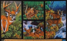 23.25" X 44" Panel North American Wildlife Deer Cotton Fabric Panel D478.42