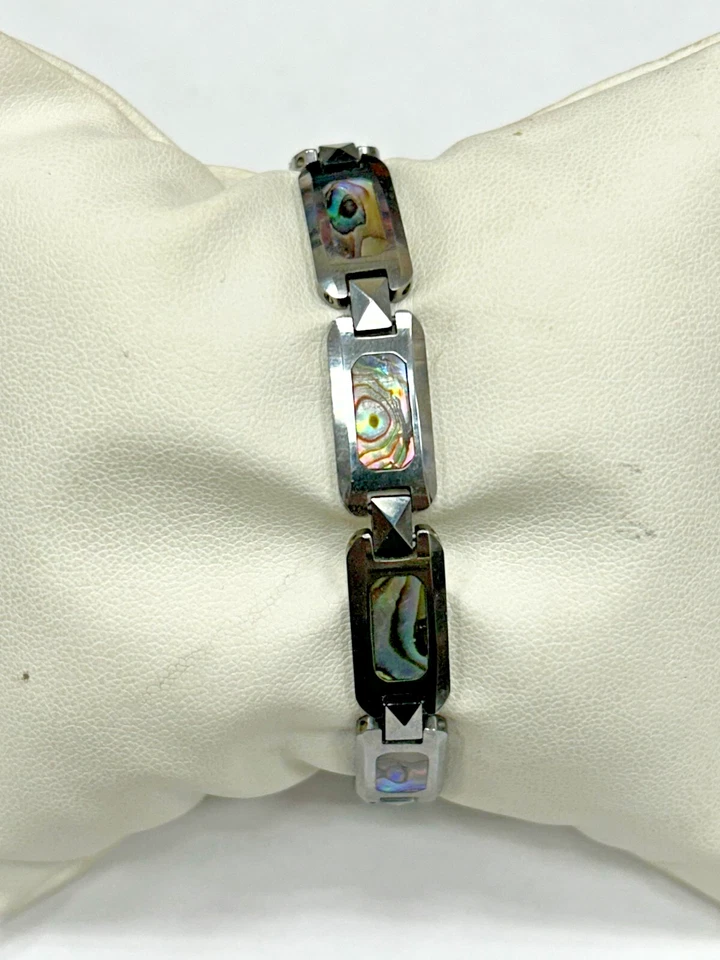 7英寸灰色钨母珍珠/阿巴龙手链男女通用 — 第 2/4 张图片