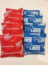 8 Cornhole Bag Set Corn Hole Detroit Red Wings and Lions