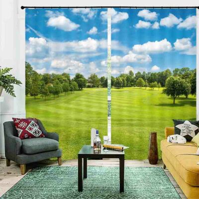 Grassland Trace Grass 3D Curtain Blockout Photo Printing Curtains Drape Fabric