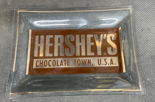 Hershey Milk Chocolate Glass Paperweight/Paperclip Holder Card Holder Vintage