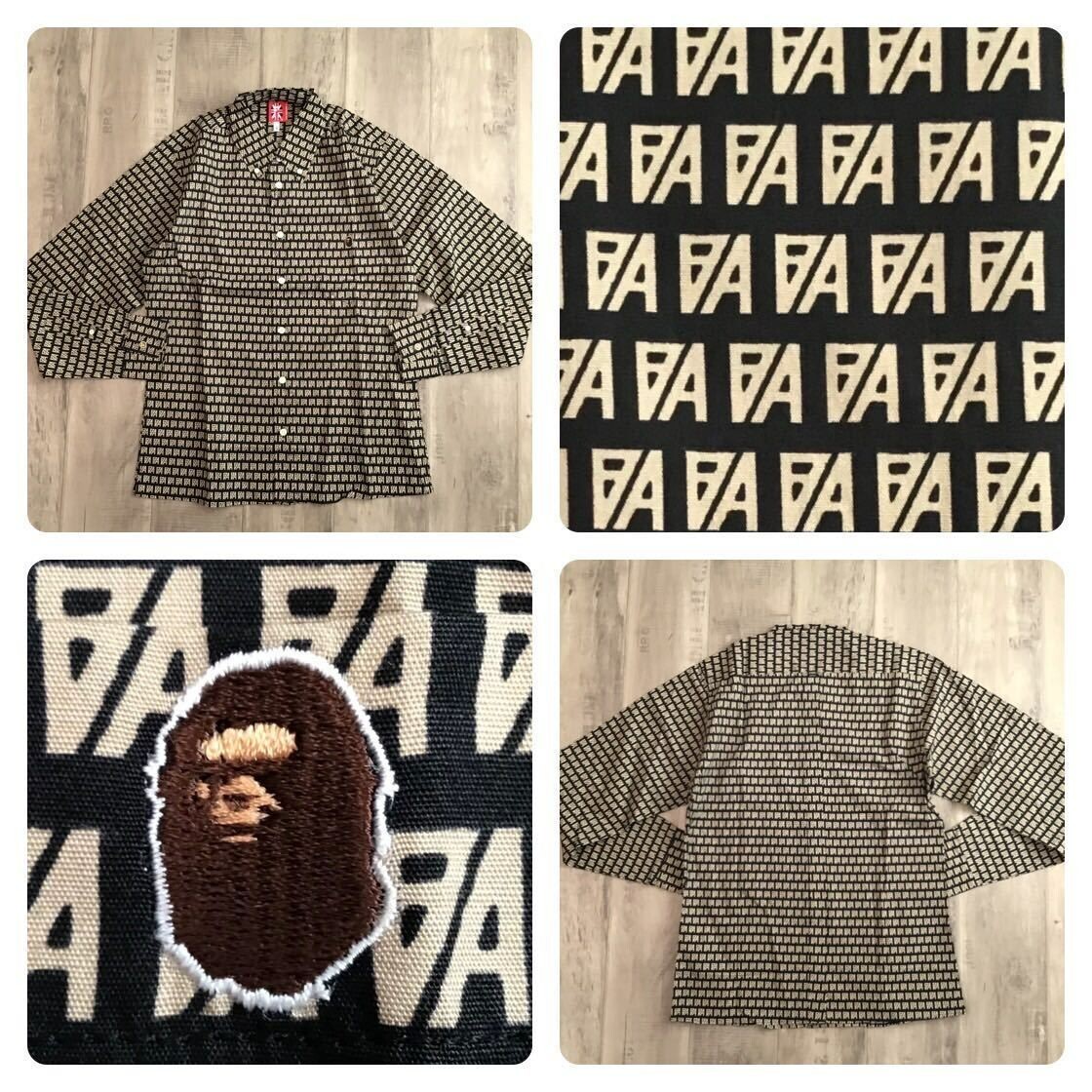Vintage BAPE Monogram Logo BD Shirt Black A Bathing Ape Size