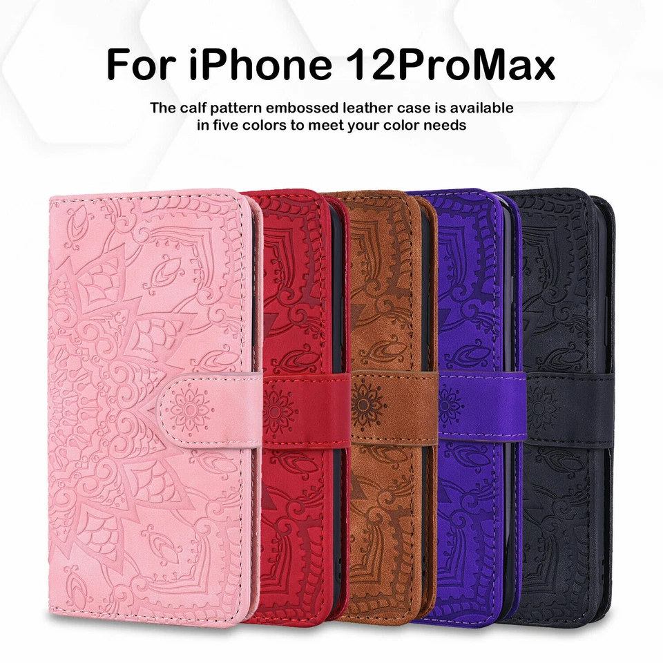 For iPhone 17 Air 16 15 14 13 Max Flower Magnetic Leather Wallet Card Flip Case  - Image 4 of 4