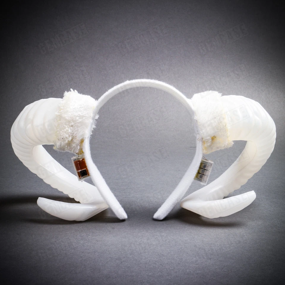 Festival de Música Moda Gótico Cuernos de Demonio Diadema con Color Luz LED Blanco Foto 2 de 4