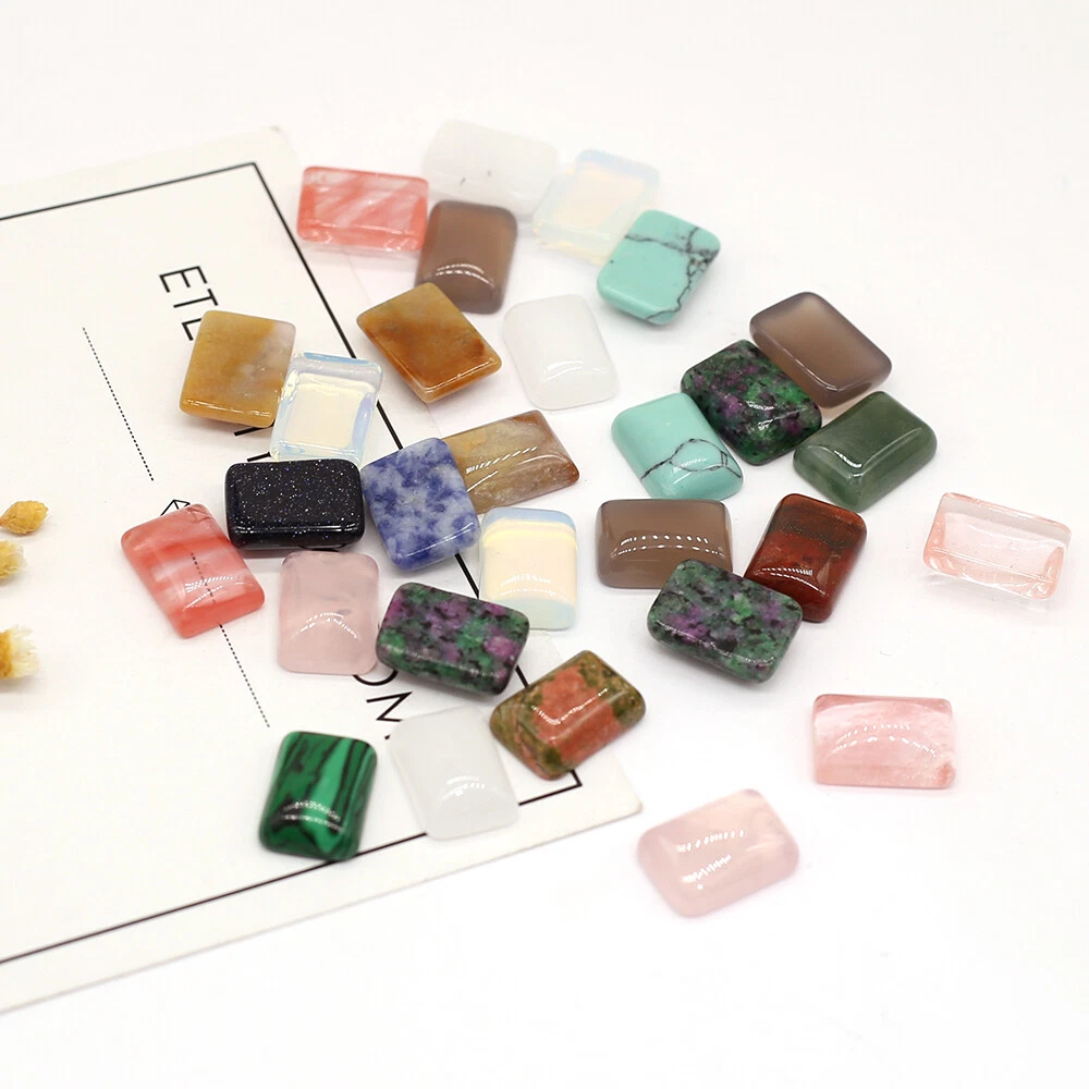 20 Pcs Rectangle Cabochon Flat back Natural Stone Cabochon for Jewelry Making image 2