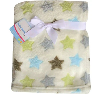 E&A DISTRIBUTION LIMITED Babydecke weiches Vlies |75x100cm | Unisex warme Decke Halstuch Junge & Mädchen | Sterne