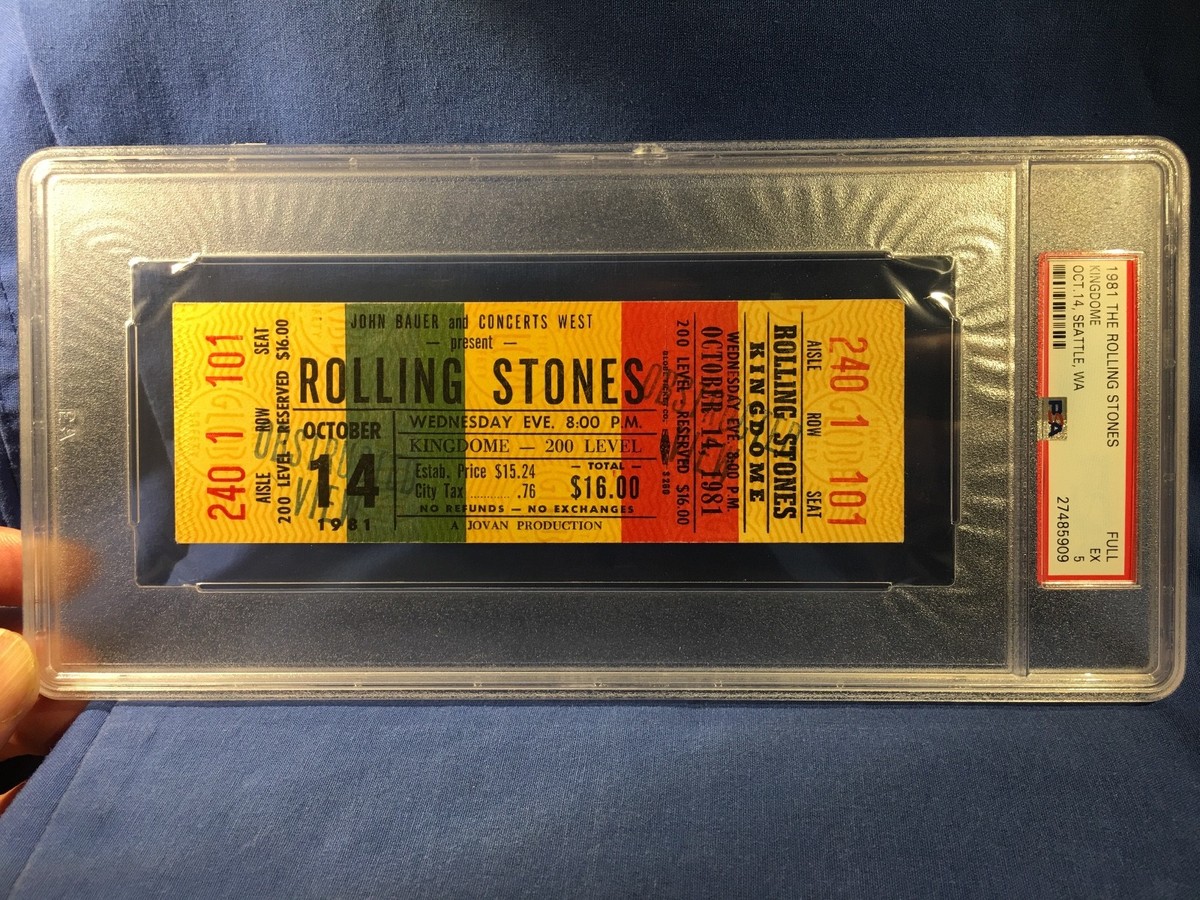 1981 Rolling Stones Full Ticket Seattle Kingdome PSA 5