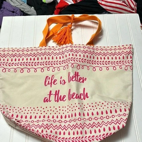 Life is better at the beach canvas tote bag unbranded