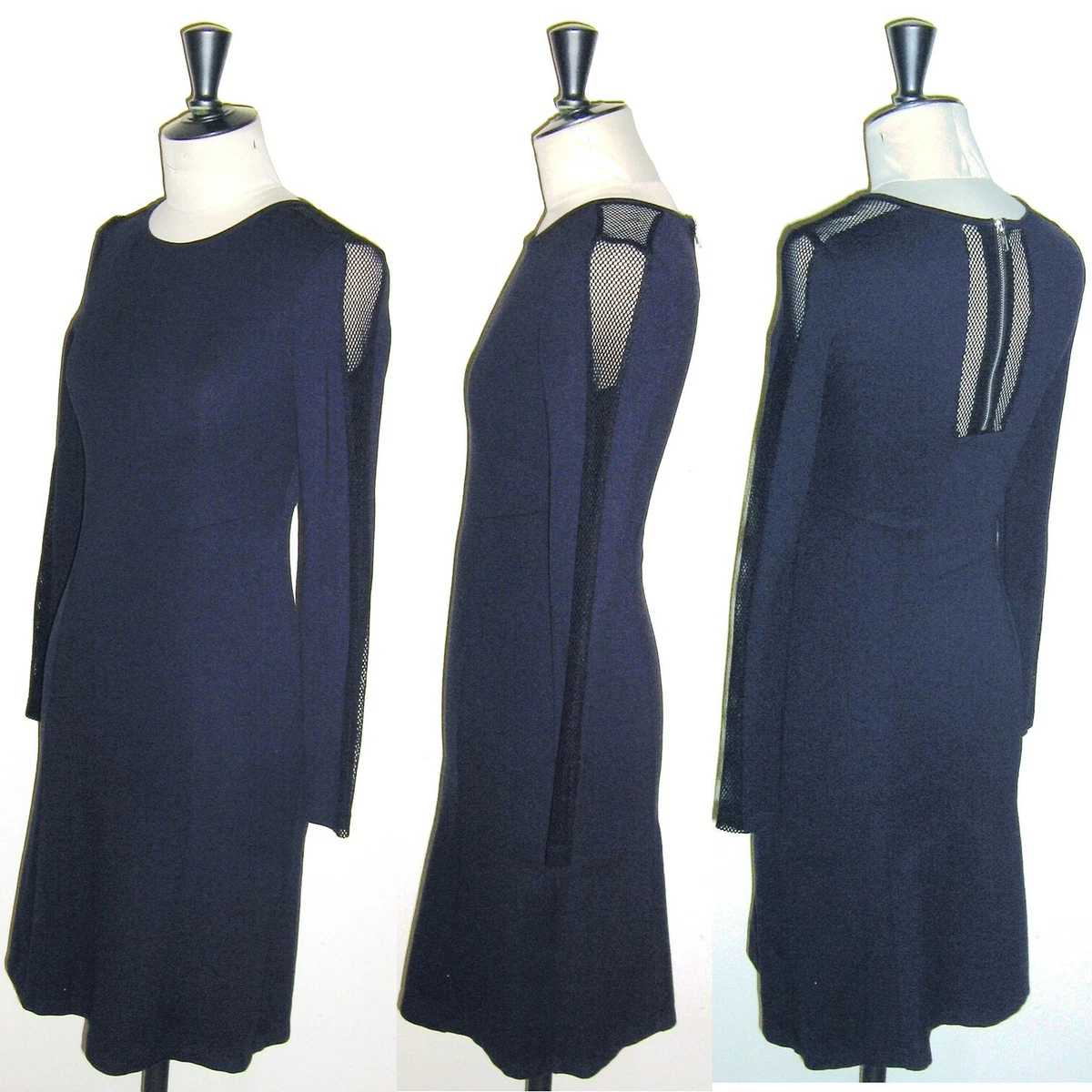Robe KOOKAI en 34 Bleu Marine Resille Noire sur Epaules et Bras TBE eBay