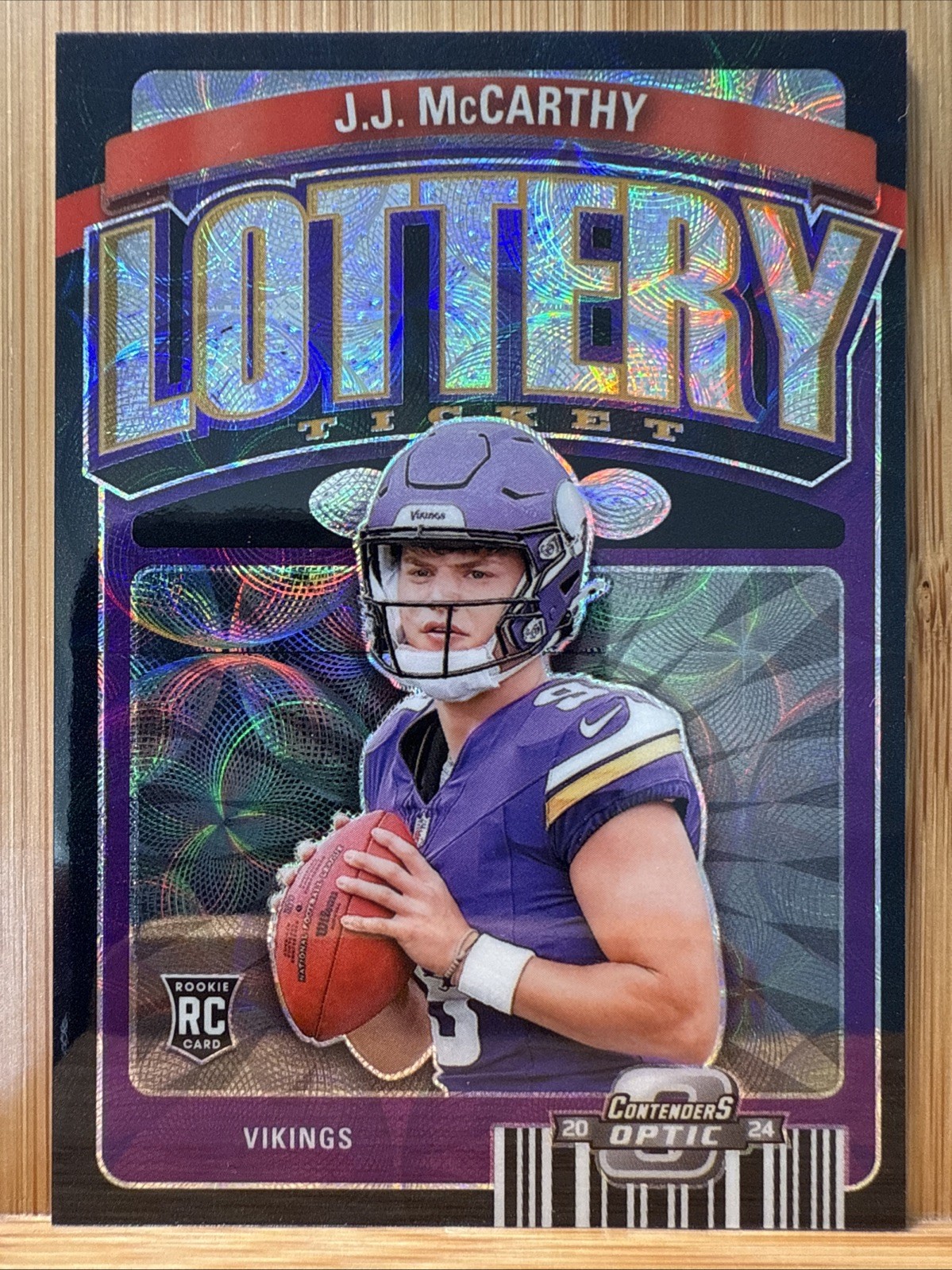 J.J. McCarthy (RC) 2024 Contenders Optic Lottery Ticket Black Scope /25 #LT-JMY