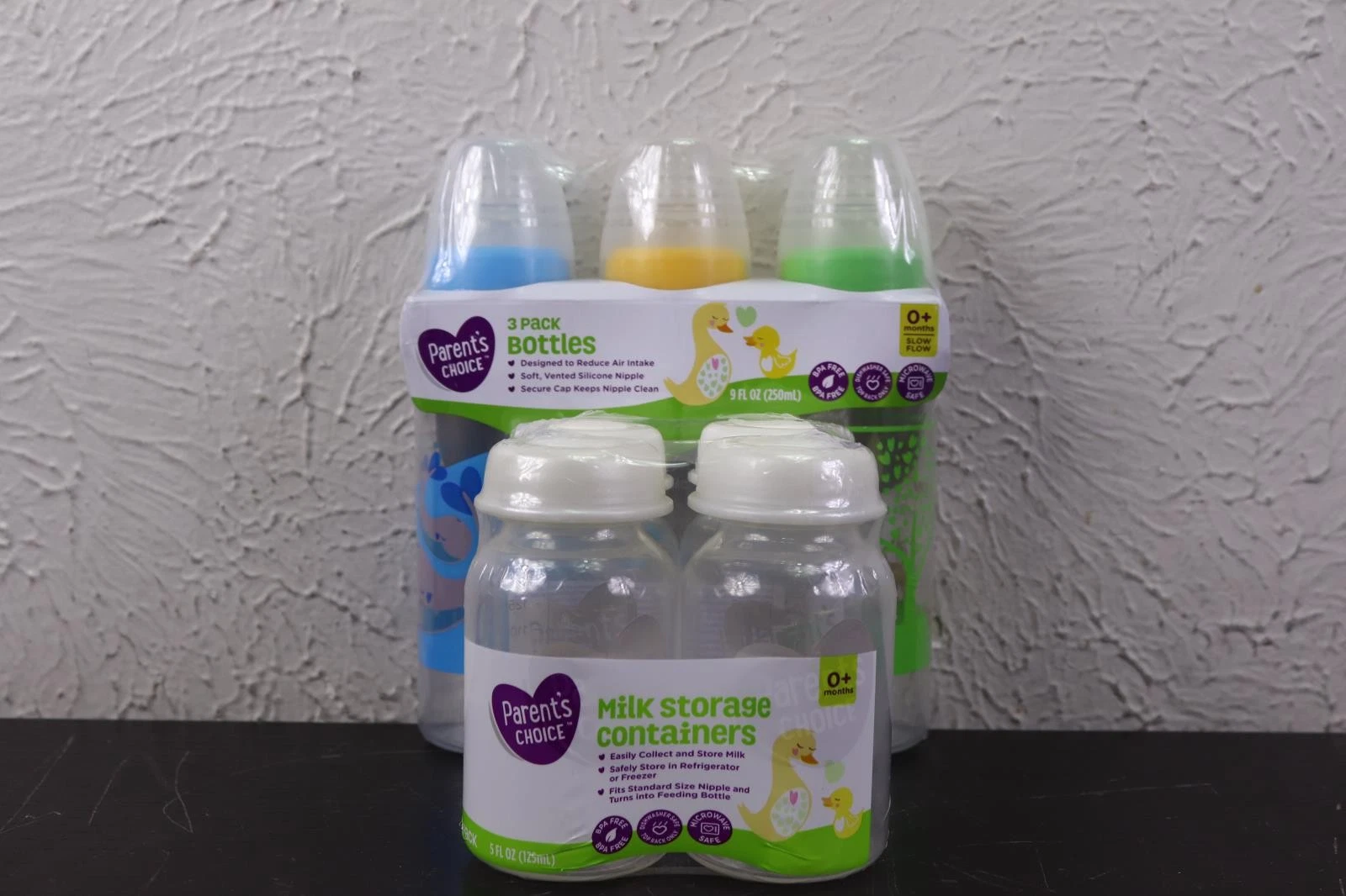 3-Pack Parents Choice Standard Neck Baby Bottles 9 fl oz W/ Milk Containers
Opens in a new window or