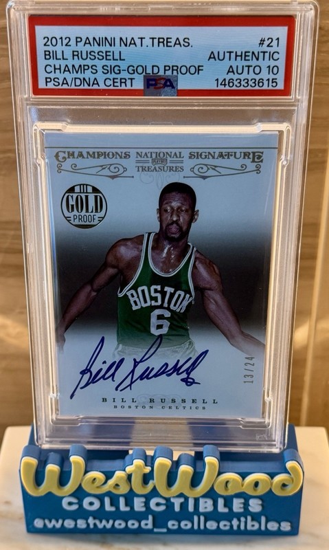 Bill Russell Auto Champions Signatures Gold Proof National Treasures 2012 /24