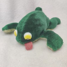 Vintage New Old Stock Russ Fleegle Frog Plush Green Nut Shell Stuffed Animal 149